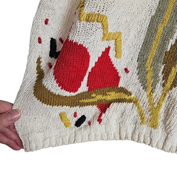 Vintage Leslie Fay Women's Short Sleeve Knit Botanical Leaf Print Sweater Size L - Picture 8 of 11